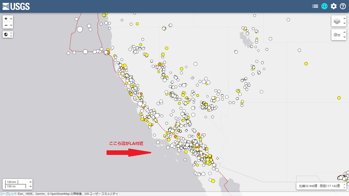 2024年のカリフォルニアの地震状況